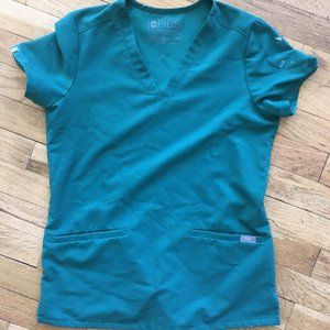 Figs Hunter Green Casma Scrub Top XS Used